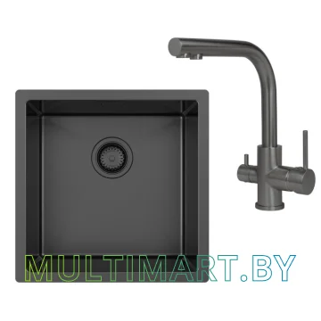 Кухонная мойка Aquasanita DER 100 X+2663 L-T graphite